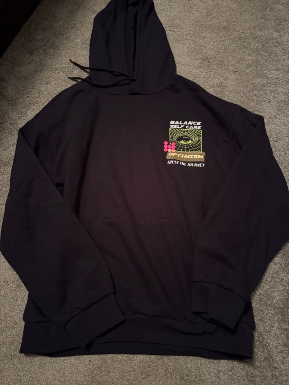 Black 'Balance Self Care' Graphic Hoodie
